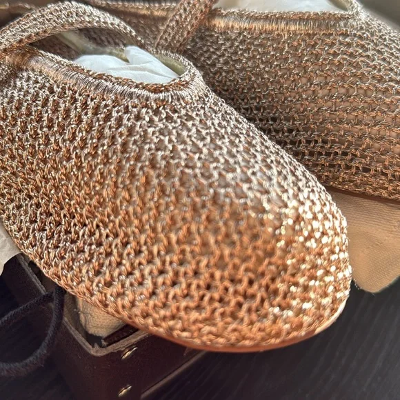 ALAÏA Metallic Crochet leather-trimmed Mary Jane flats - Picture 5 of 6